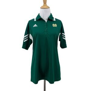 Adidas Notre Dame Polo Shirt Womens M Medium Green Scorch Climacool Short Sleeve